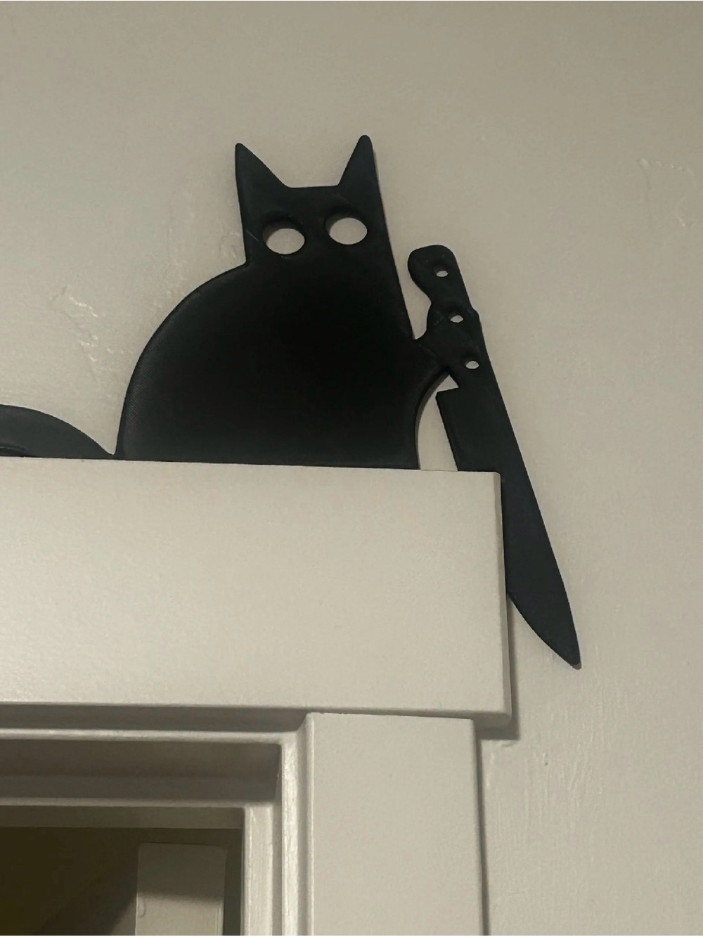 Black Cat Wall Hook Accent - Matte Black Decorative Hook